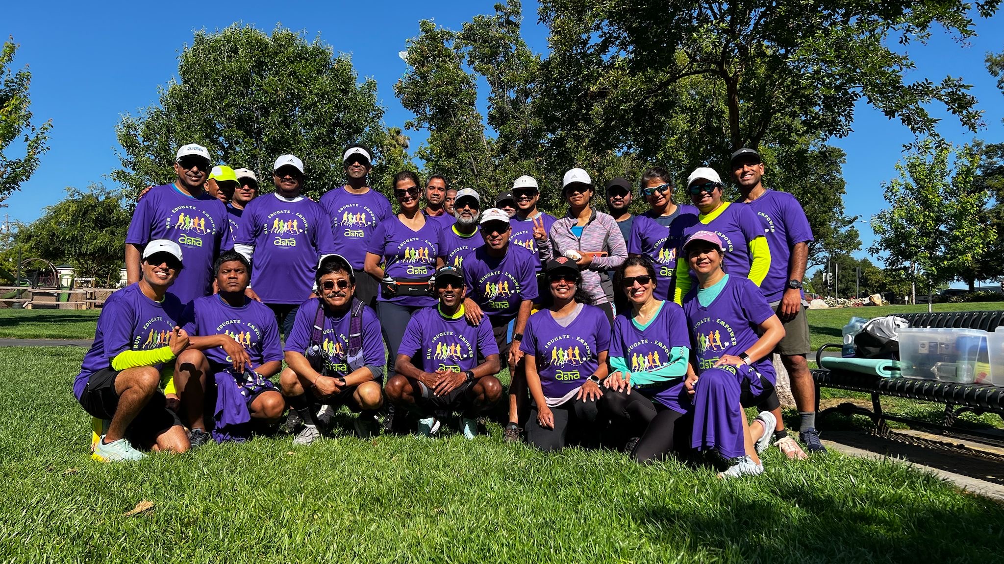 group photo in purple